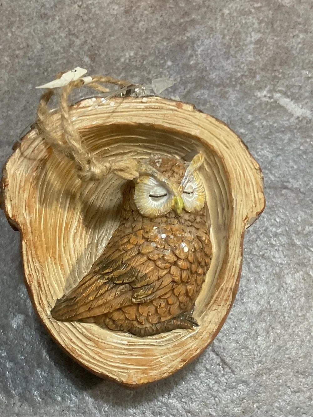 Brown Owl Woodgrain Holiday Ornament - Decorative Hanging Accent